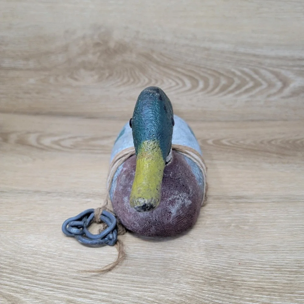 Vintage Wood Duck Decoy Pair Lot Red Glass Eyes Folk Art Carved Lodge‎ Rustic